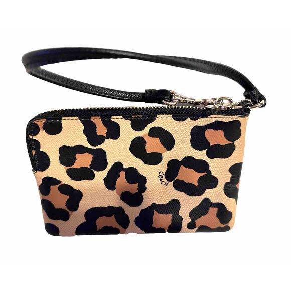 Coach Crossgrain Ocelot Animal Print Wristlet, Black, Tan, Beige, Sz: OS, 41-02 - Picture 4 of 7